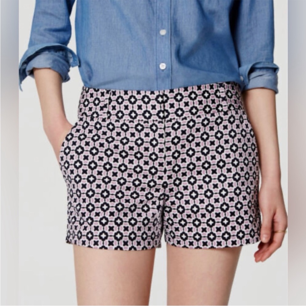 LOFT Cotton Riviera Printed Floral Tile Mosaic Patterned Shorts size 6